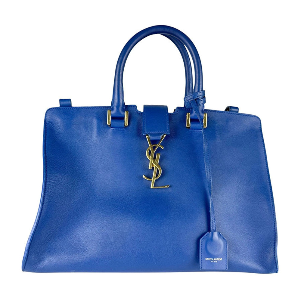 Saint Laurent Baby Cabas 2way Shoulder Bag leather blue gold